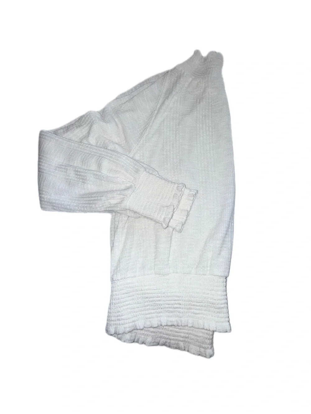 Free People XS Textured White Top Smocked Waist Stretch Lightweight